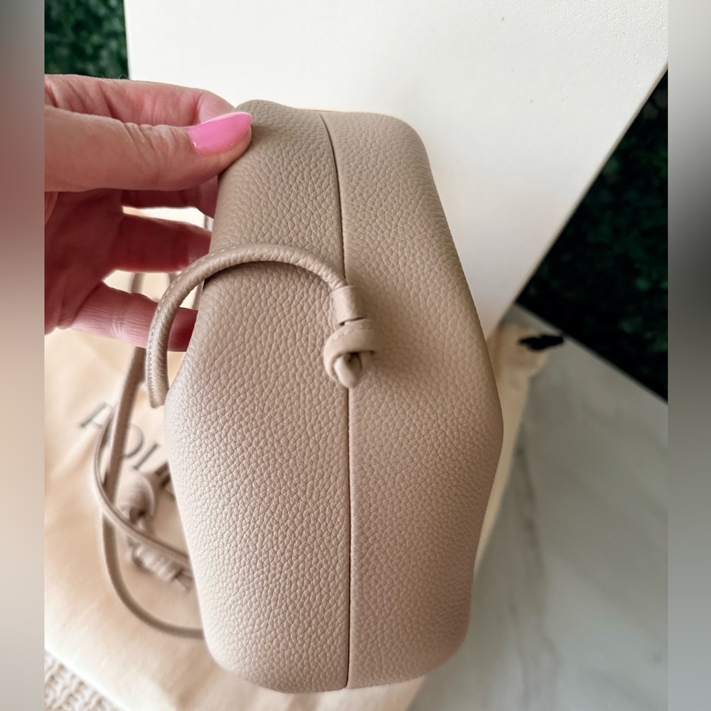 Polène Taupe Knot-Top Pebbled Leather Crossbody - Picture 5 of 9